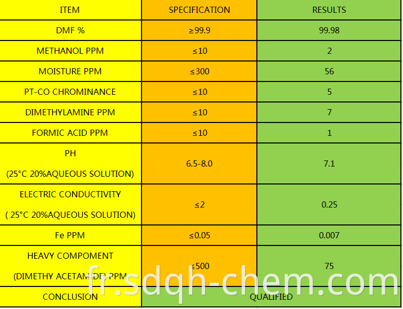 99,95 % diméthylformamide/dmf cas no. 68-12-2 et SH CODE 292419